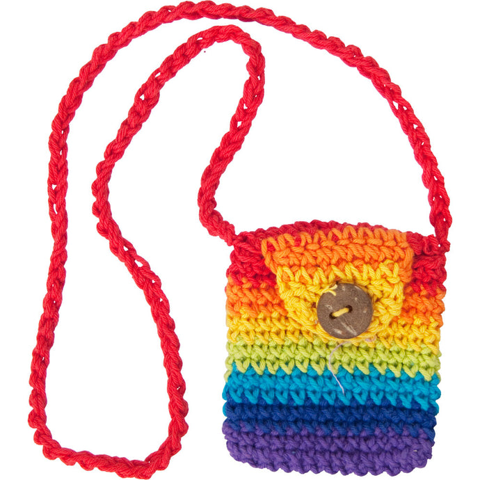 Rainbow Crocheted Crystal Pouch