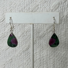 Ruby Zoisite Teardrop Earrings in Sterling Silver