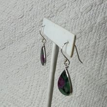 Ruby Zoisite Teardrop Earrings in Sterling Silver