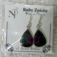 Ruby Zoisite Teardrop Earrings in Sterling Silver