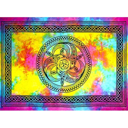 Tie-Dyed Celtic Wheel Tapestry