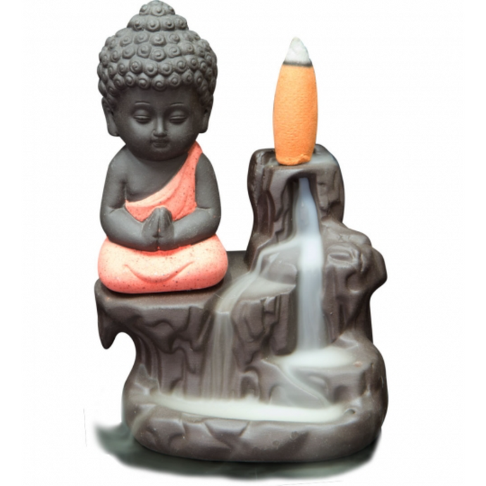 Ceramic Backflow Incense Burner- Waterfall Buddha