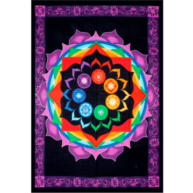 Cotton Single Tapestry Rainbow Chakra