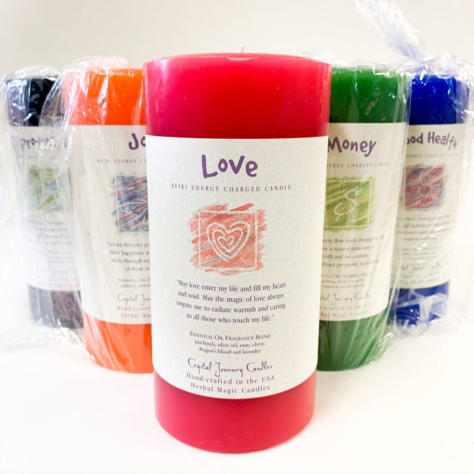 Reiki Charged Herbal Pillar Candle, 3