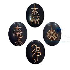 Reiki Symbol Black Agate stones
